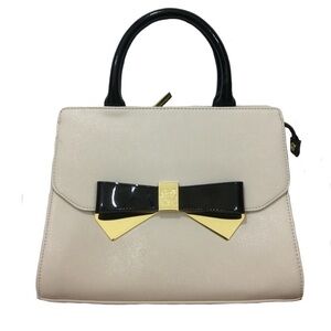 Anne Klein Black and cream bow satchel bag with shoulder strap